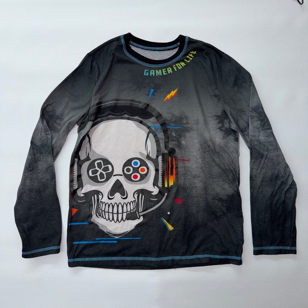 Wonder Nation Boys XL 14-16 Gamer For Life Skull Long Sleeve Shirt
